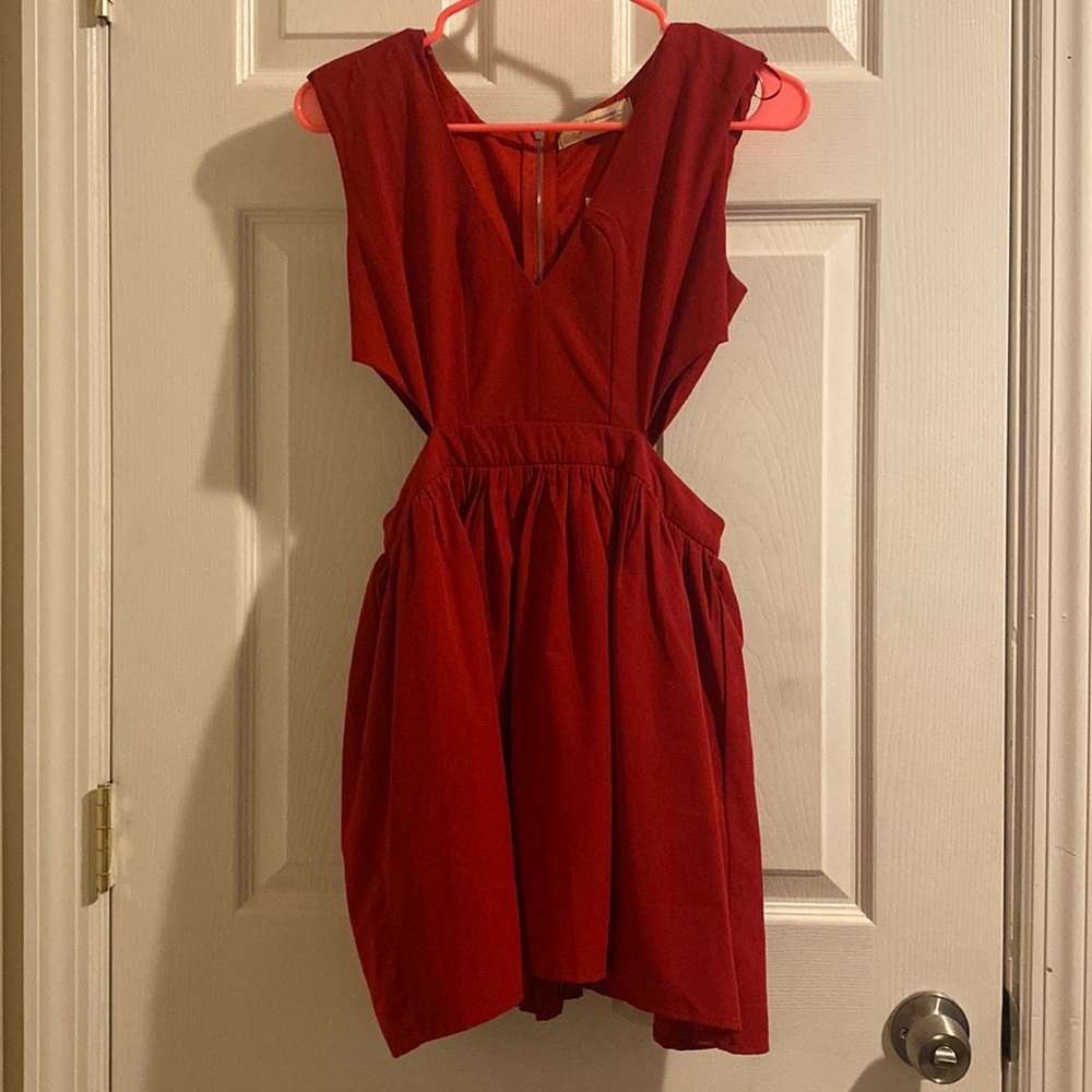 Impressions Red mini dress with cut outs size small